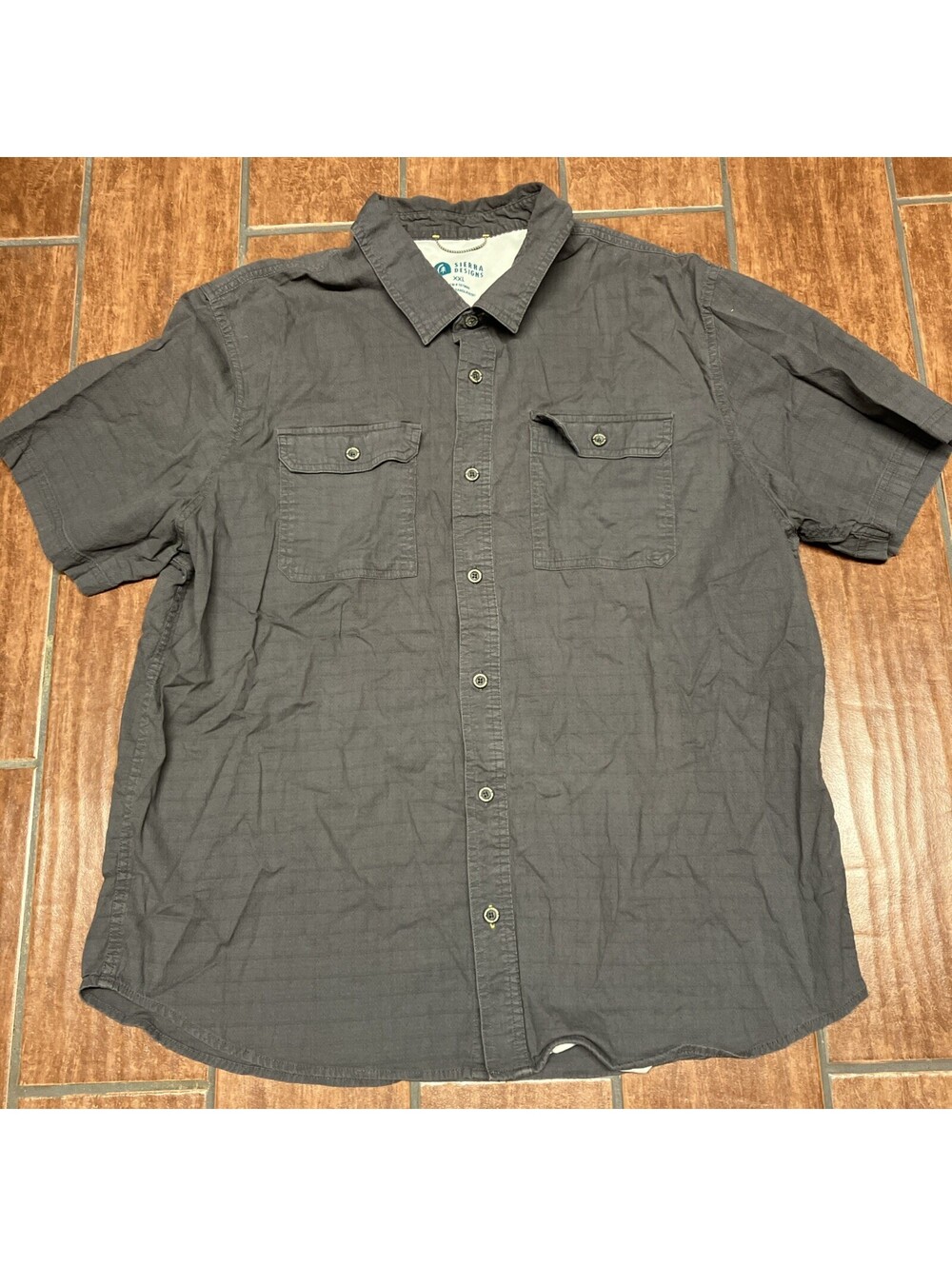 Sierra Designs Mens XXL Charcoal Gray Short Sleeve Button Down Shirt 1679684